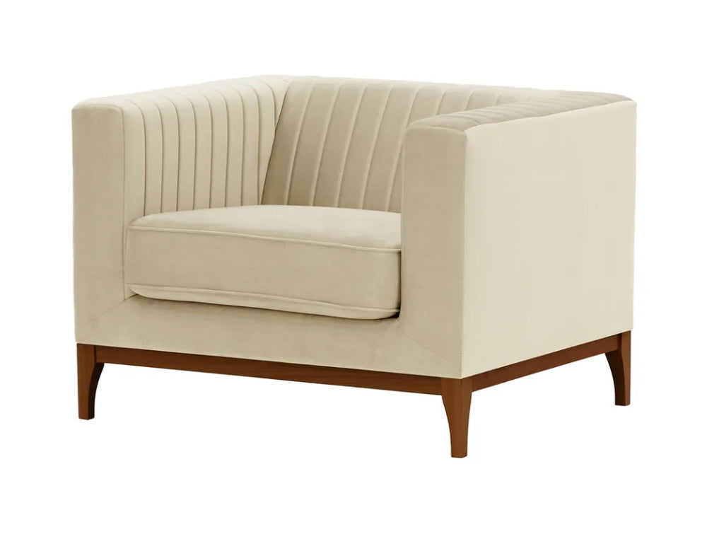 Edwin Armchair - Light Beige and Dark Oak