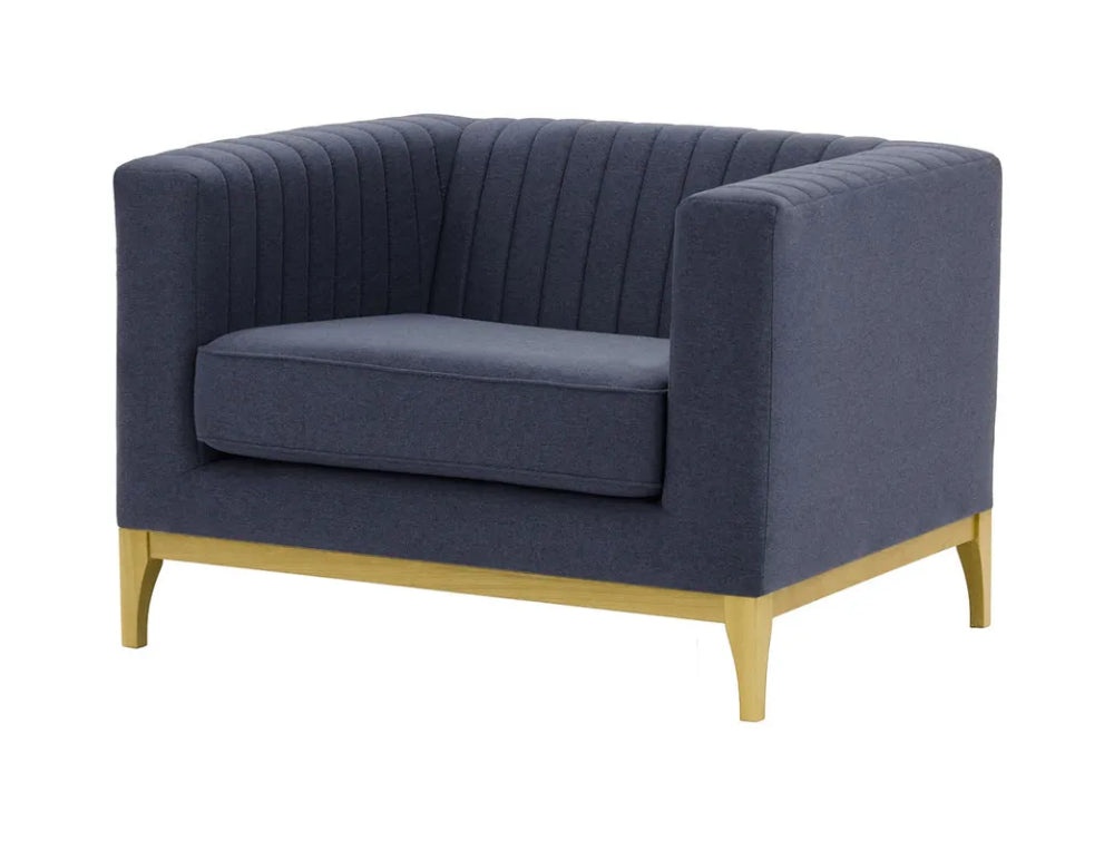 Edwin Armchair - Navy Blue and Like Oak