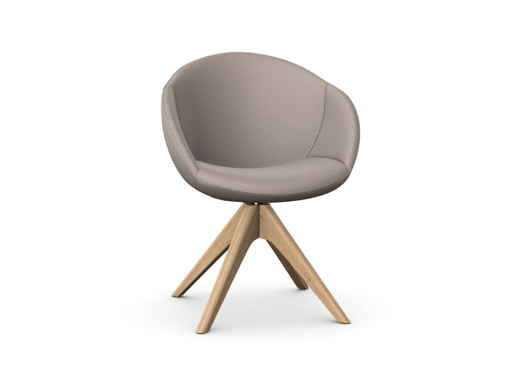 Elena Upholstered Chair with Pyramidal Wooden Base 3