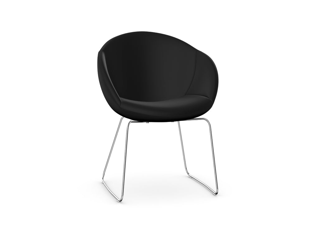 Elena Upholstered Chair with Skid Metal Base 5