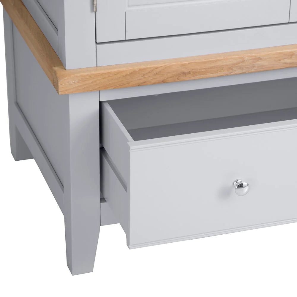 Elias 2 Door Wardrobe Grey Drawer Open Detail