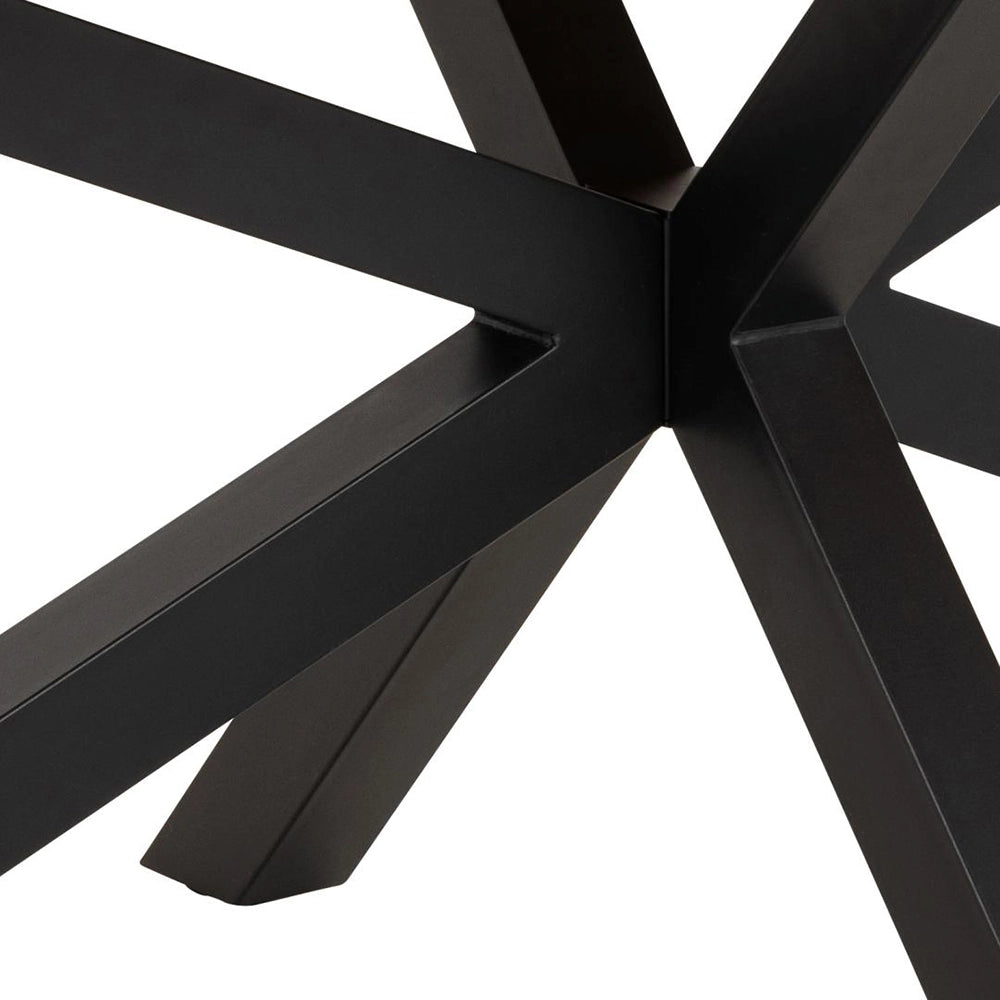 Evan Oval Dining Table Oak Black X Frame Detail