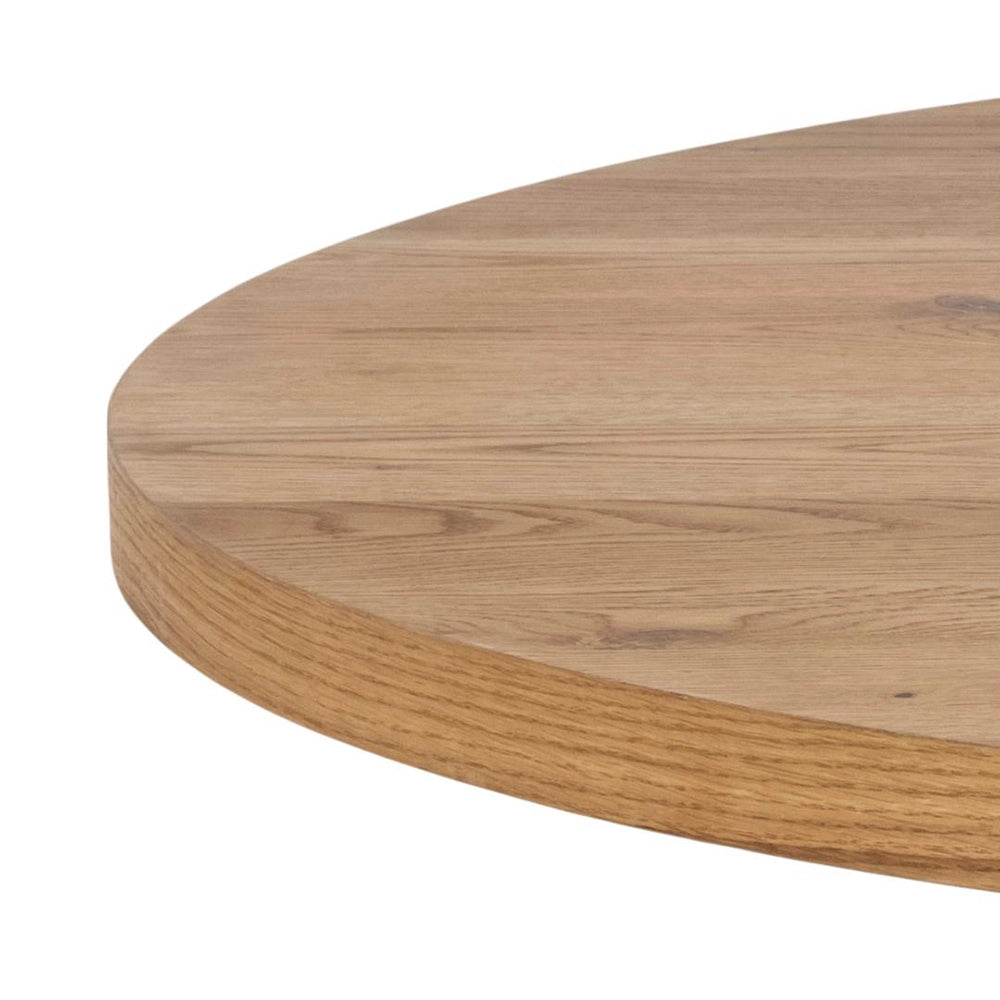 Evan Round Dining Table Oak Black Top Detail