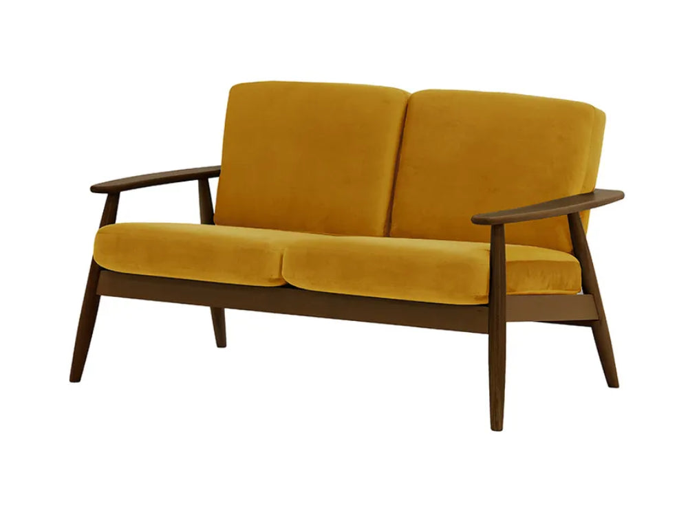 Felix 2-Seater Sofa Mustard and Dark Oak