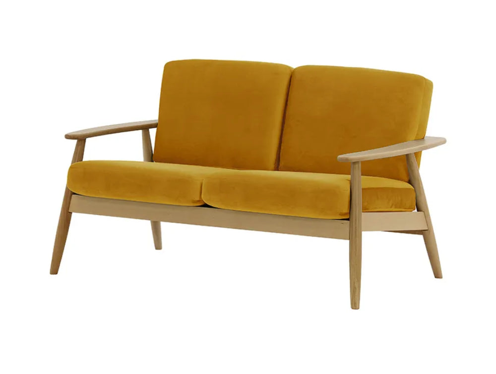 Felix 2-Seater Sofa Mustard and Like Oak