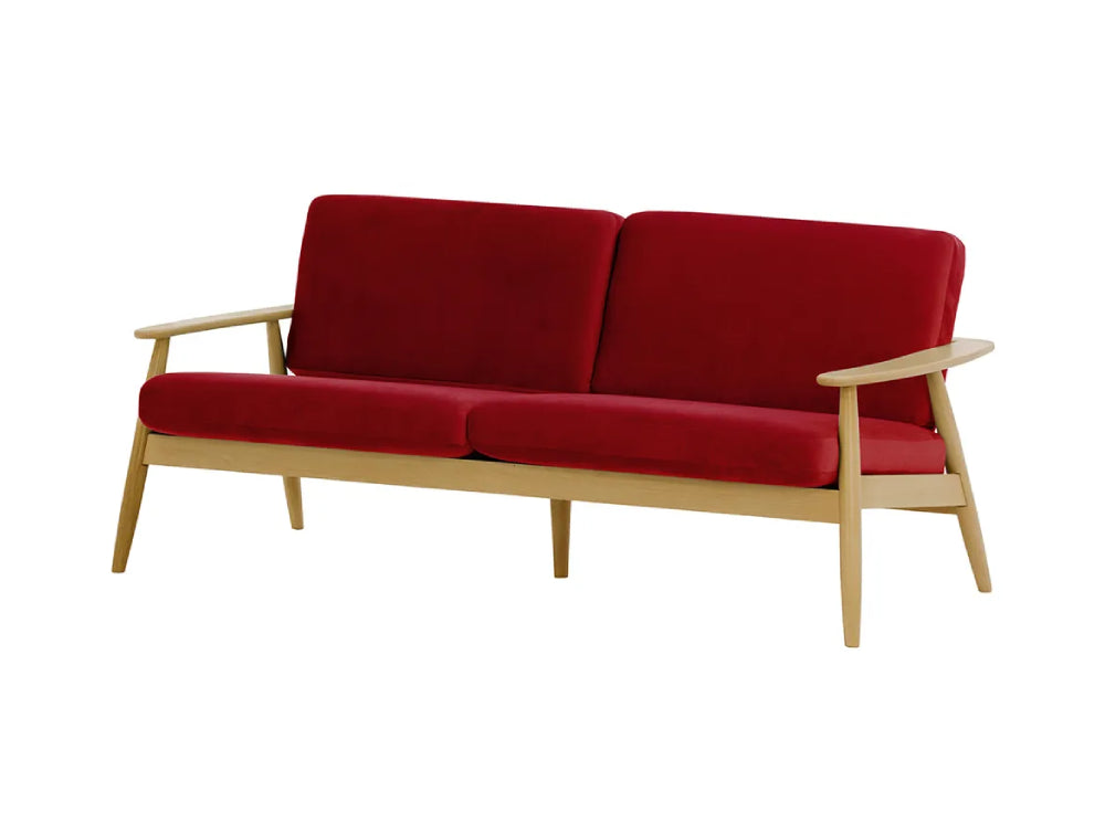 Felix 3-Seater Sofa Dark Red and Like Oak