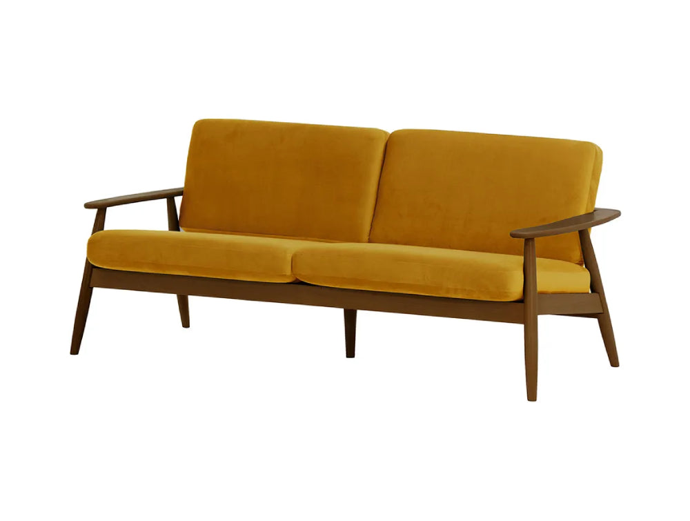 Felix 3-Seater Sofa Mustard and Dark Oak