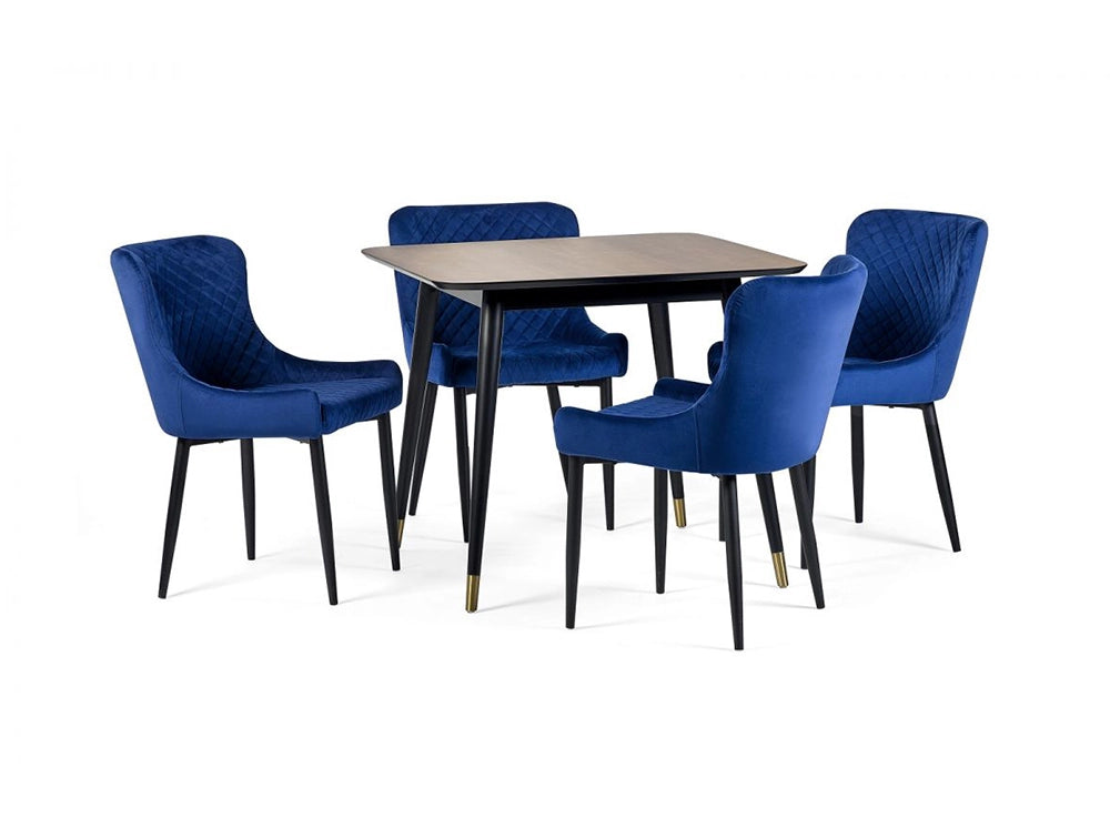 Fintan Square Dining Table Walnut and Black and Chairs