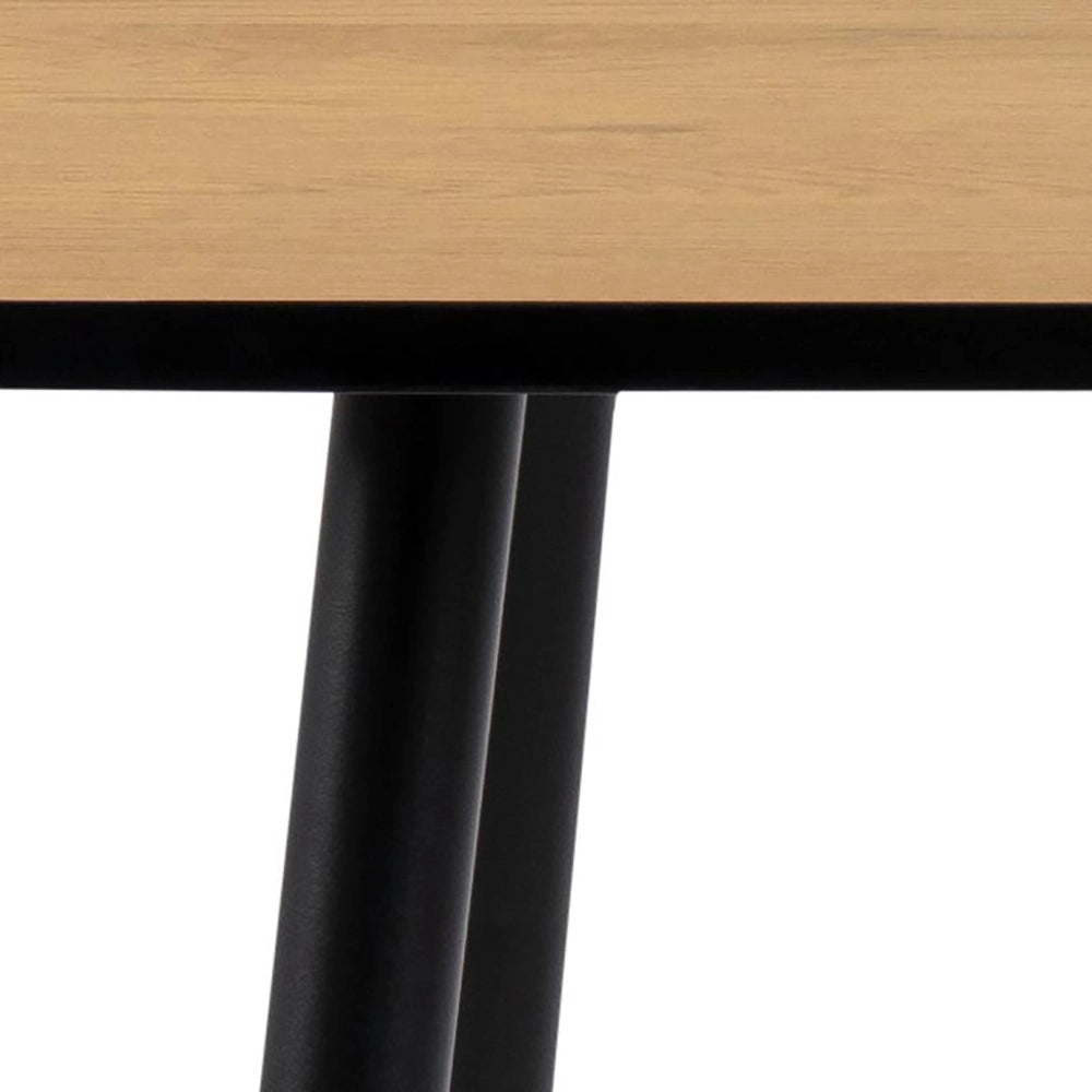 Fred Square Dining Table Oak Black Side Detail