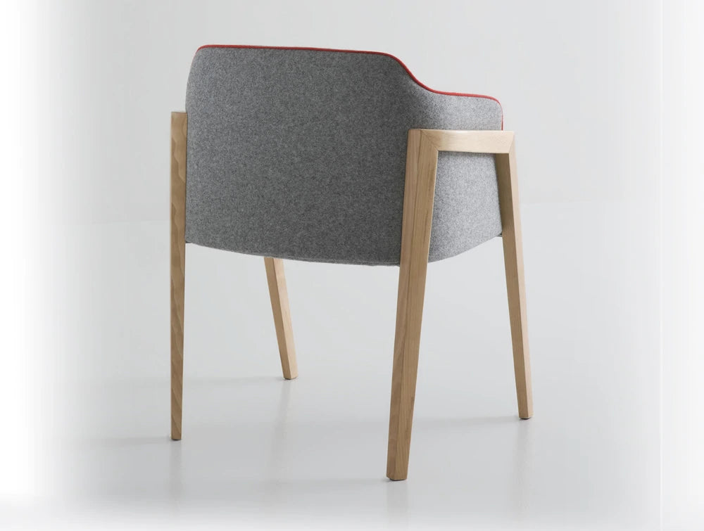 Gaber Chevalet Upholstered Armchair with Grey Back and Beech Legs
