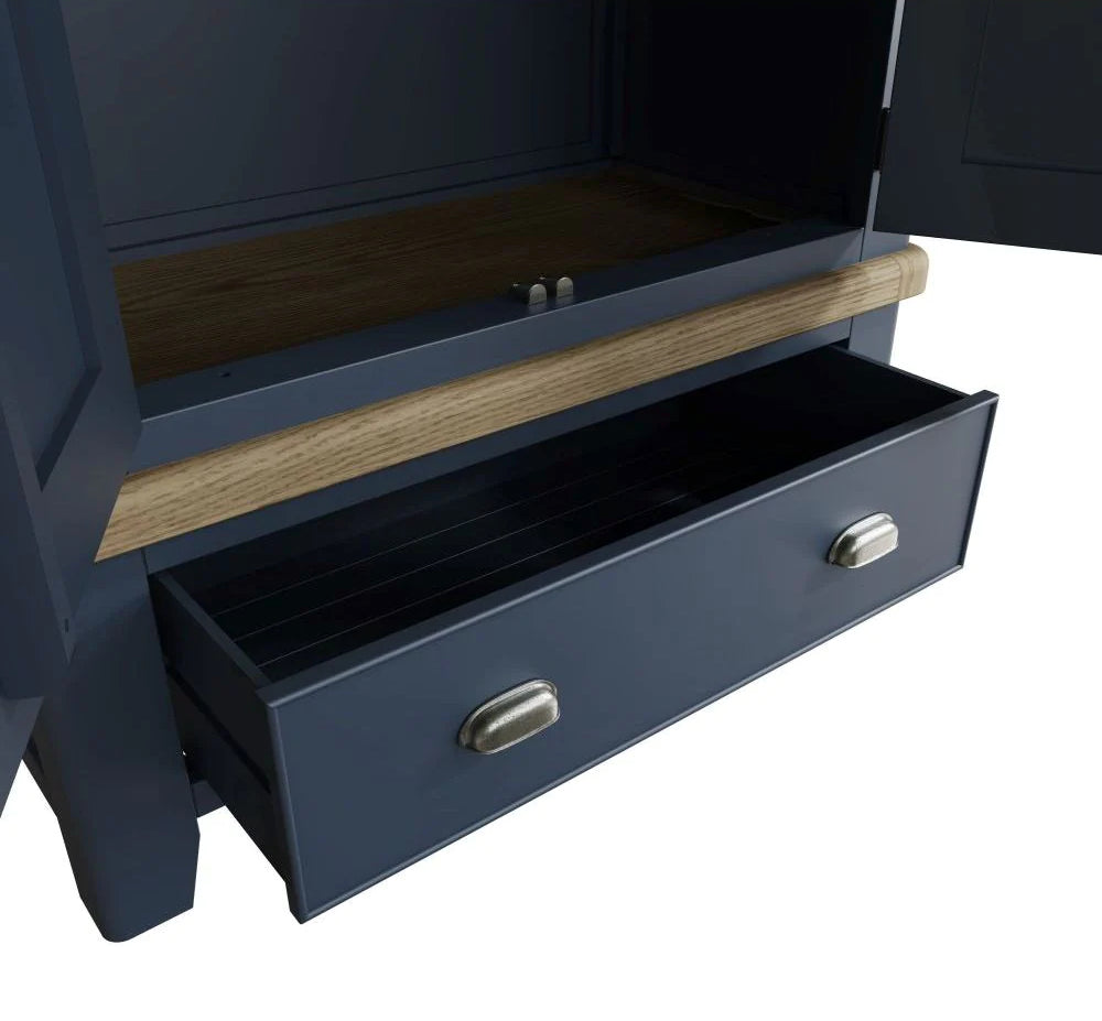Hadley 2 Door Wardrobe Blue Drawer Open Detail
