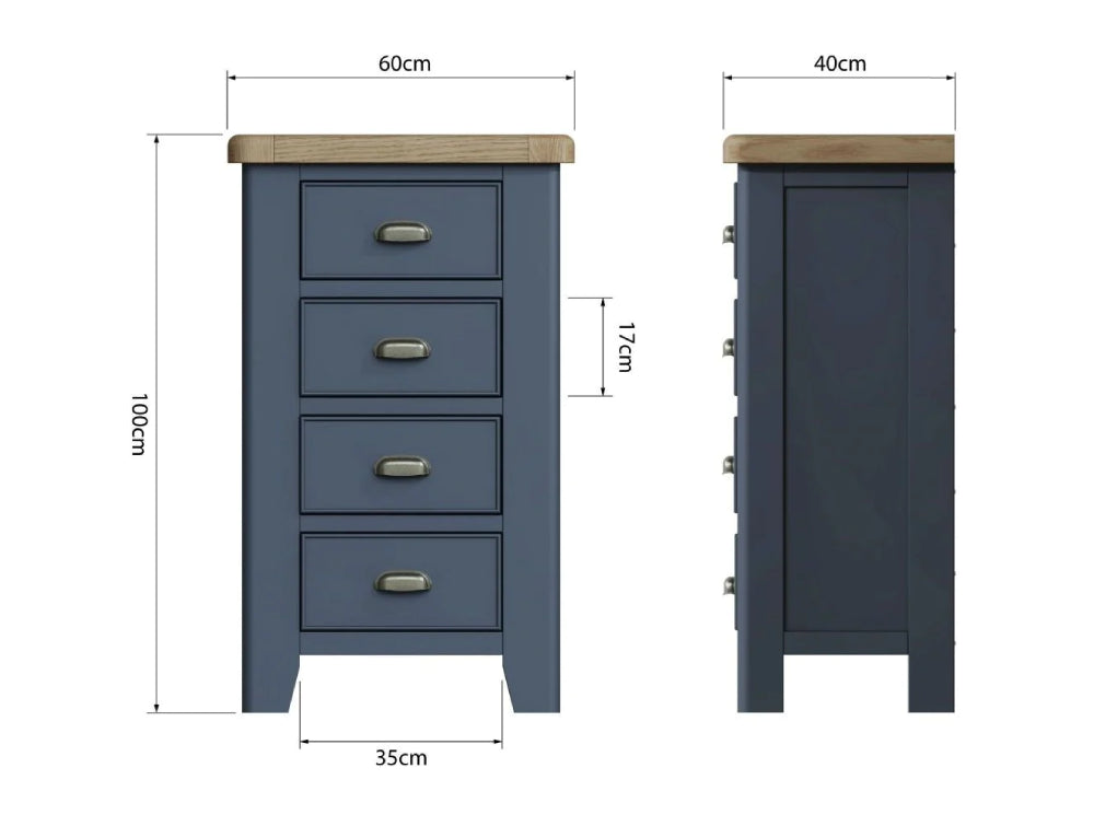 Hadley 4 Drawer Chest Blue Dimensions