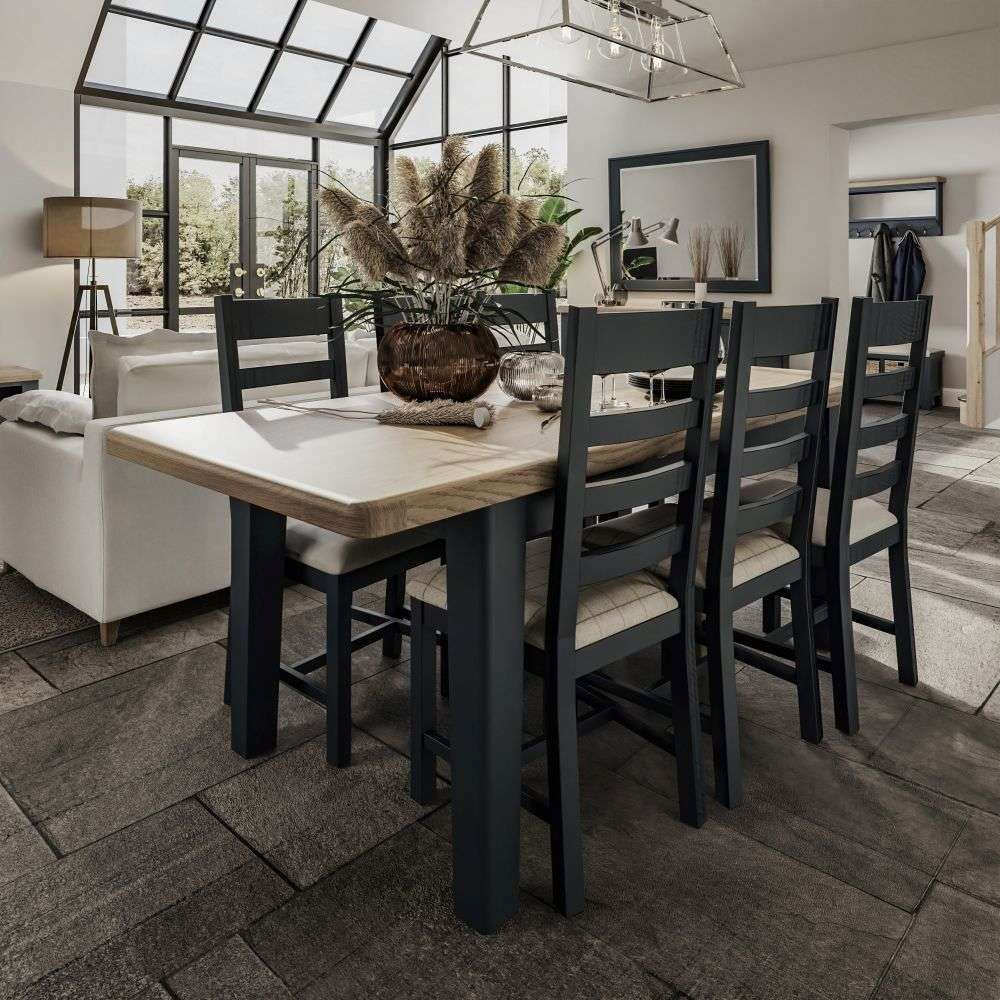Hadley Extending Dining Table with Floor Lamp and Coat Hanger in Dining Setting