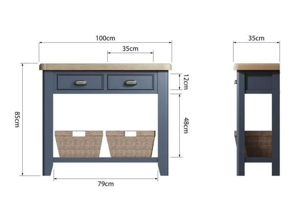 Hadley Hall Console Table Blue Dimensions