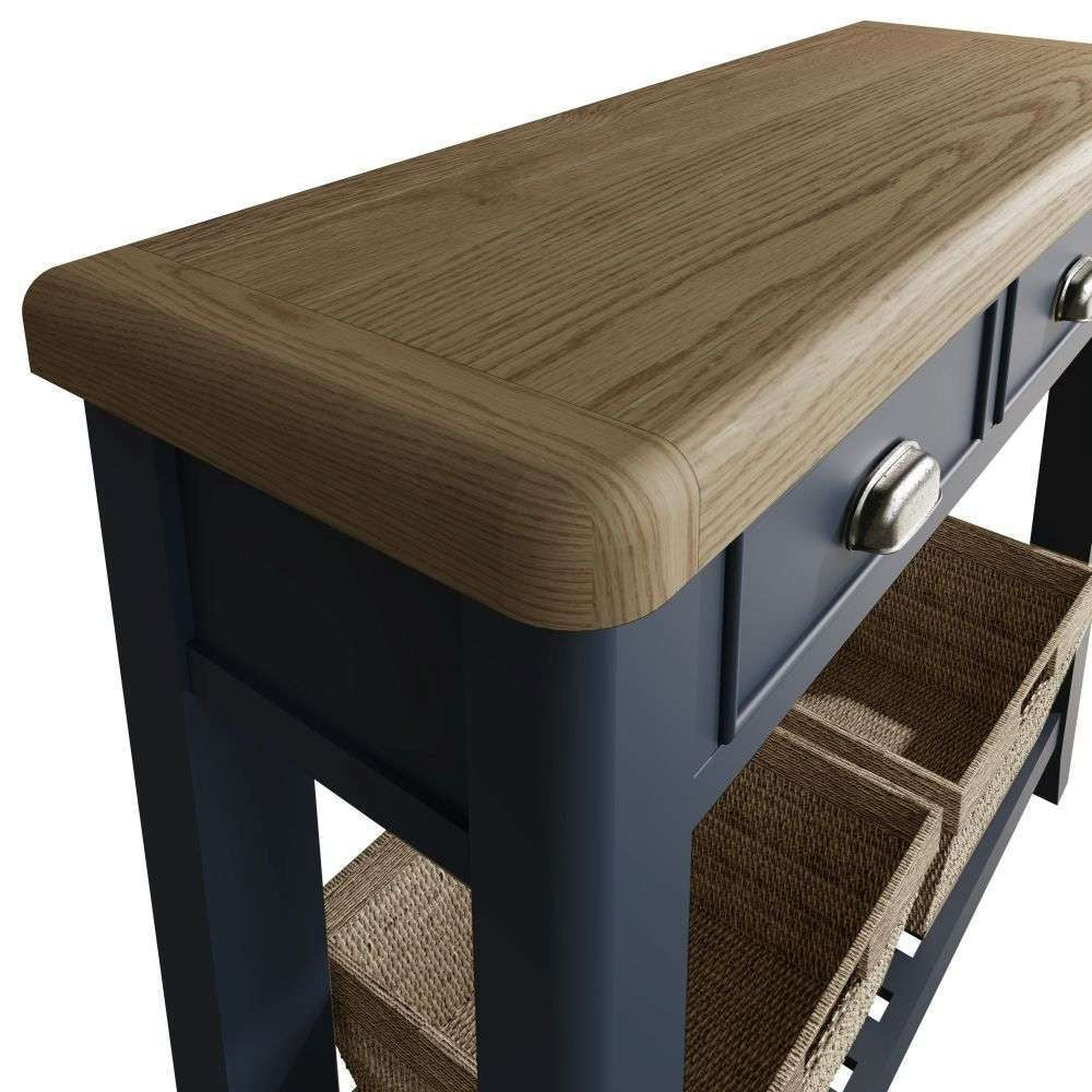 Hadley Hall Console Table Blue Top Corner Detail