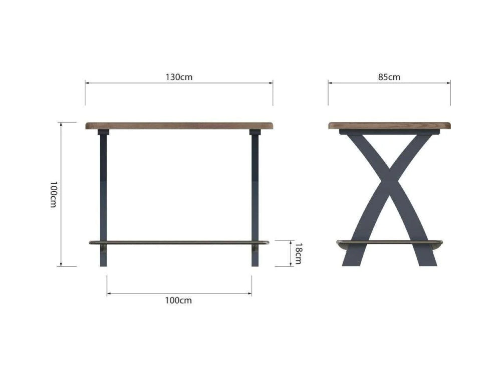 Hadley Wooden Bar Table Blue Dimensions