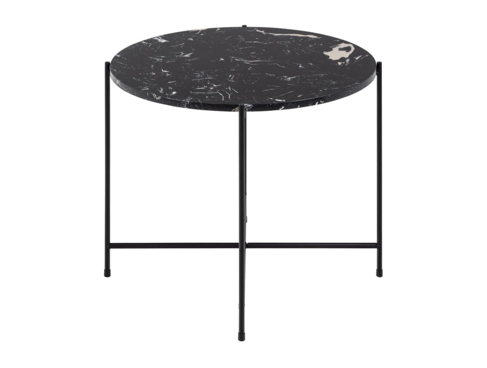 Harlie Marble Top Side Table Black 2