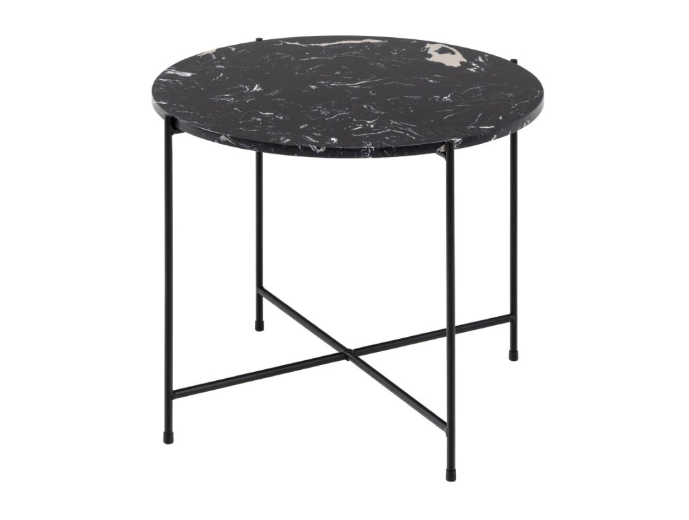 Harlie Marble Top Side Table Black