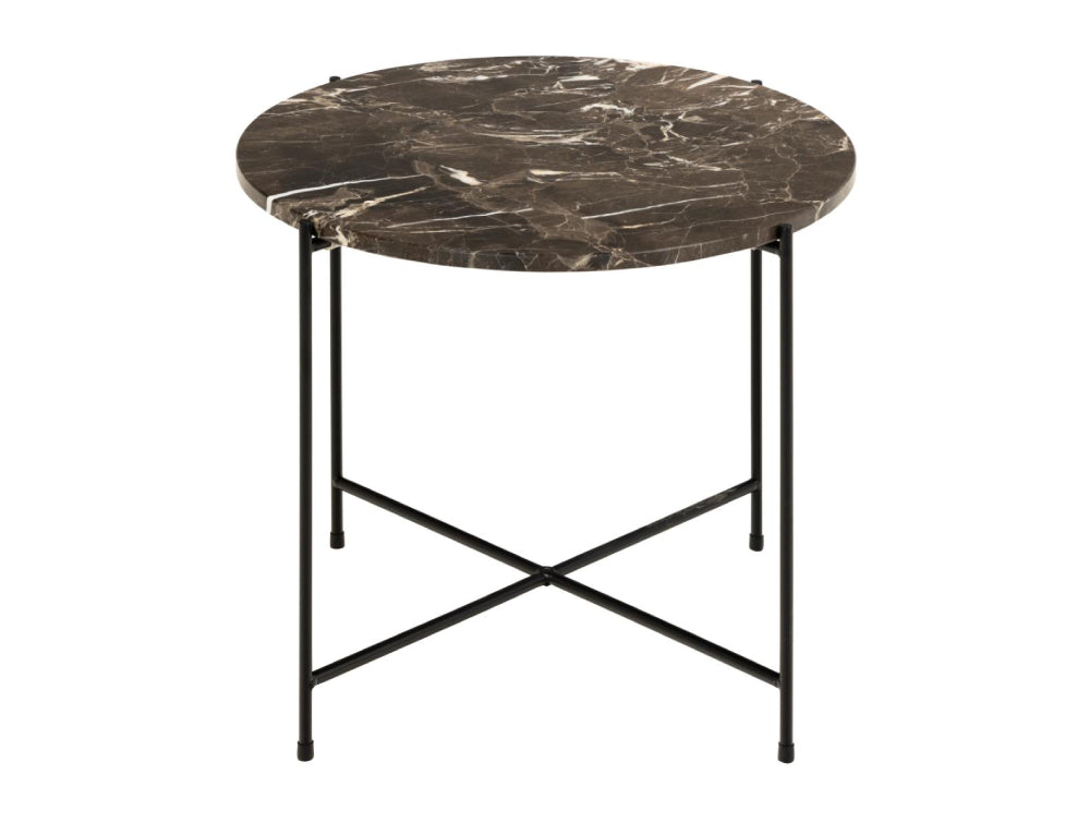 Harlie Marble Top Side Table Brown 2