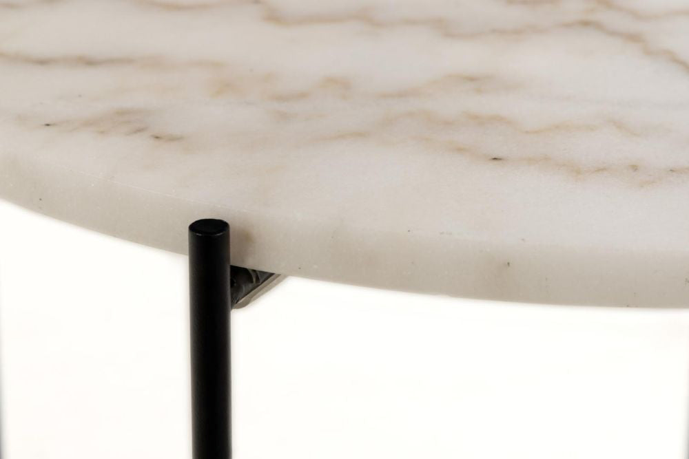 Harlie Marble Top Side Table White Top Detail