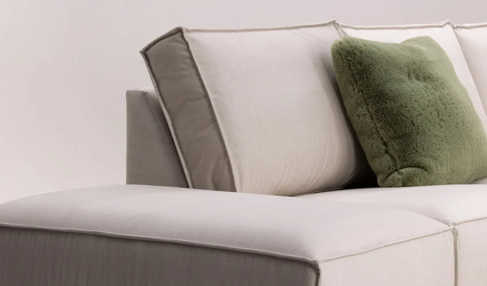 Holden Corner Sofa in Beige Finish Side Portion Detail