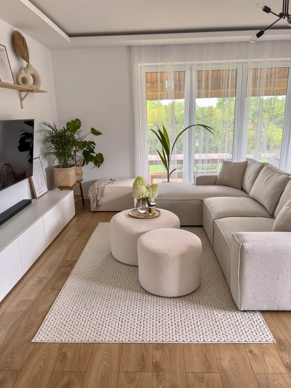 Holden Corner Sofa with Coffee Table and Indoor Plant in Living Room Setting