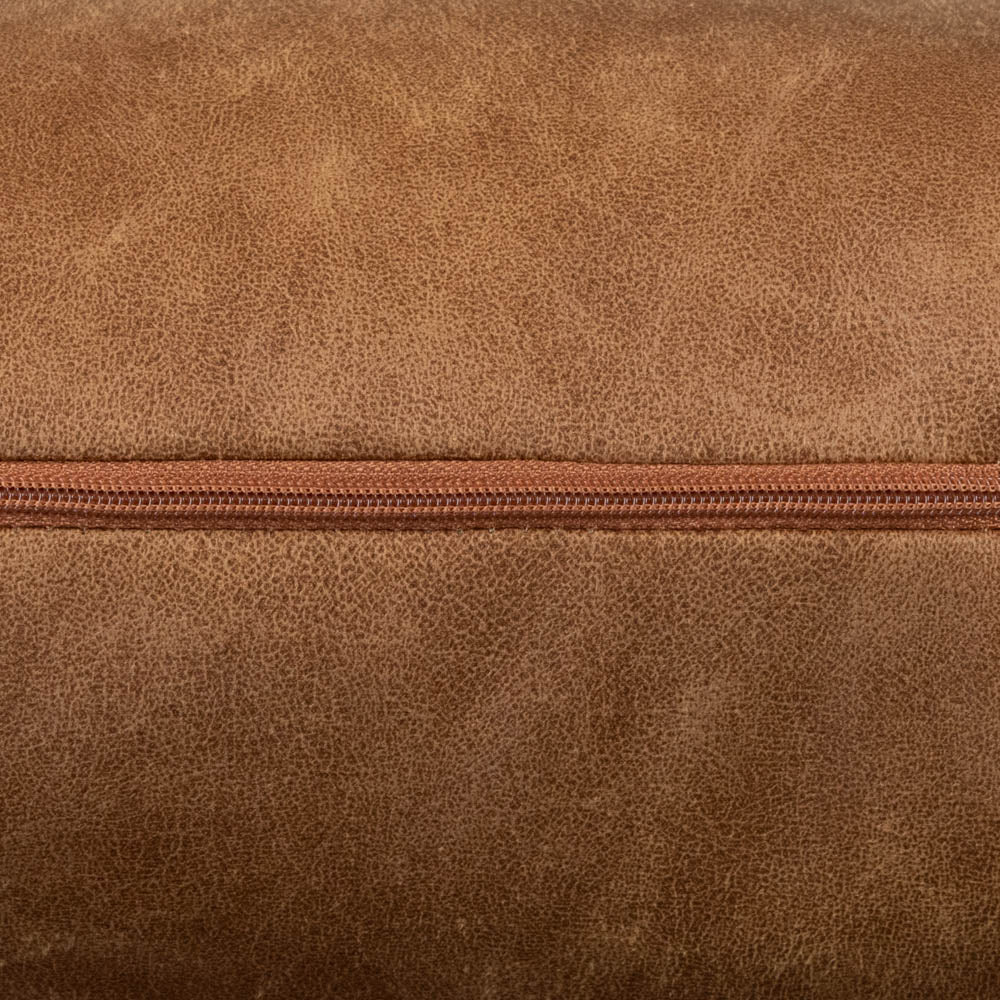 Holli Leather Cushion Tan Zipper Detail