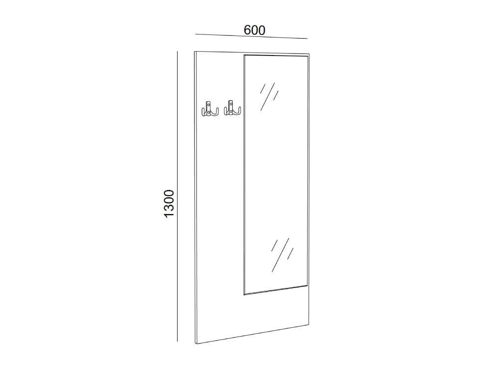 Hotel Dream Vertical Mirror with Wooden Hanger Dimensions