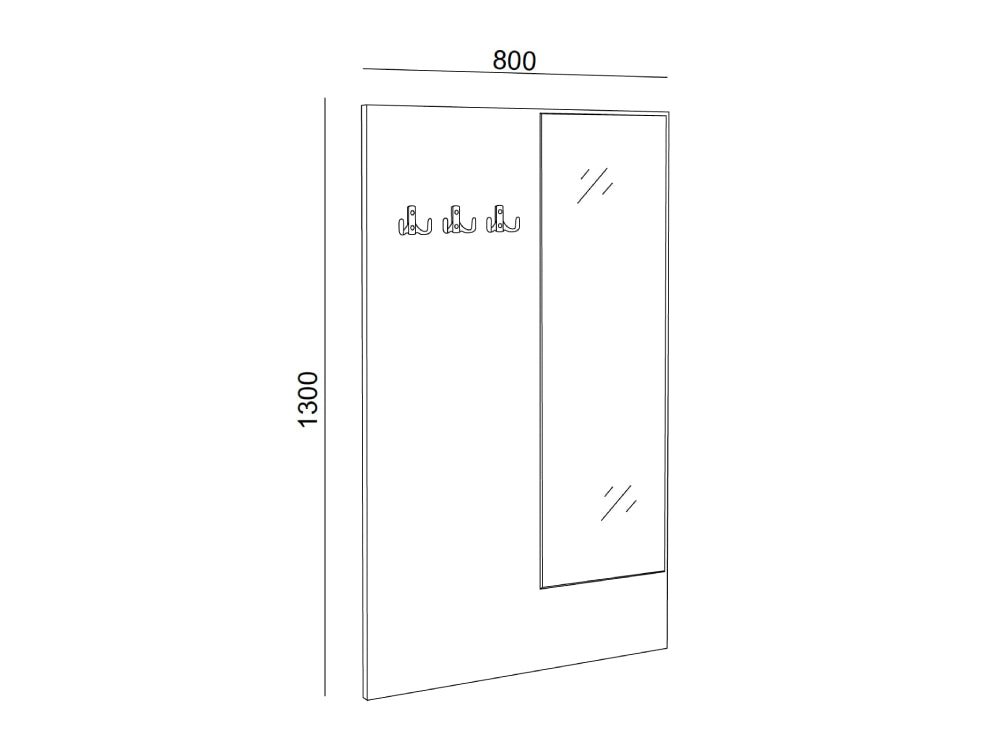 Hotel Dream Wooden Hanger with Right Side Mirror Dimensions
