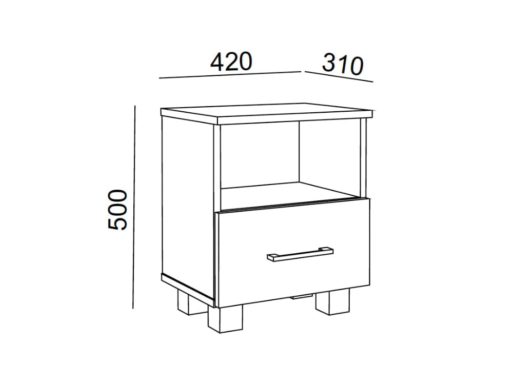 Hotel Dream Wooden Night Stand with Single Drawer Cabinet Dimensions