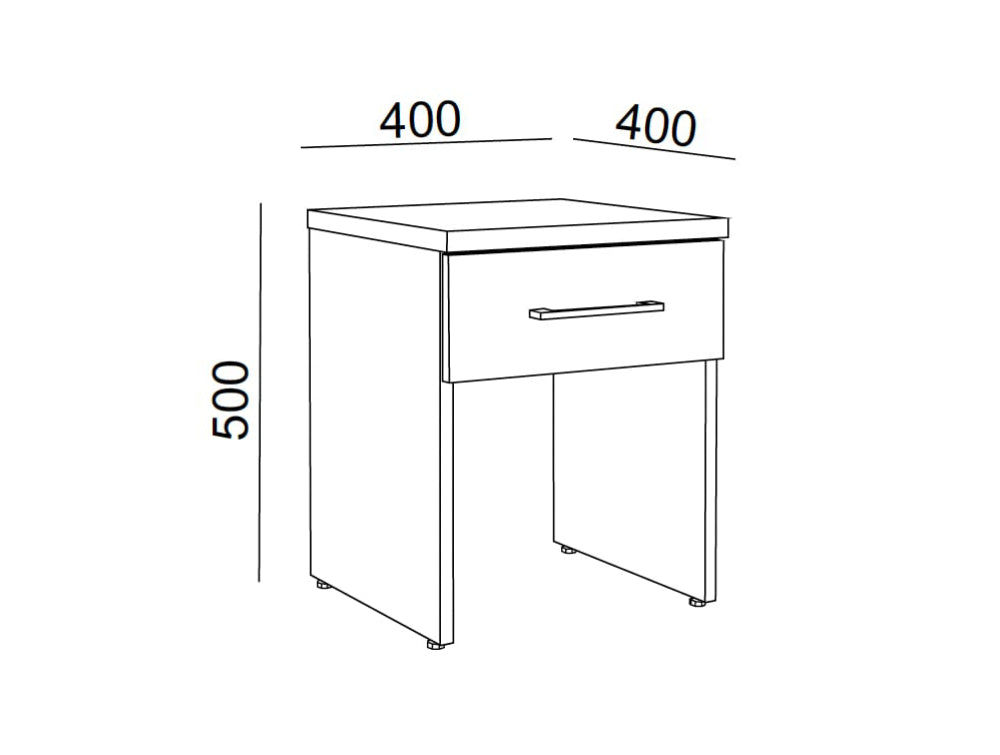 Hotel Luna Wooden Night Stand with 1 Storage Drawer Dimensions