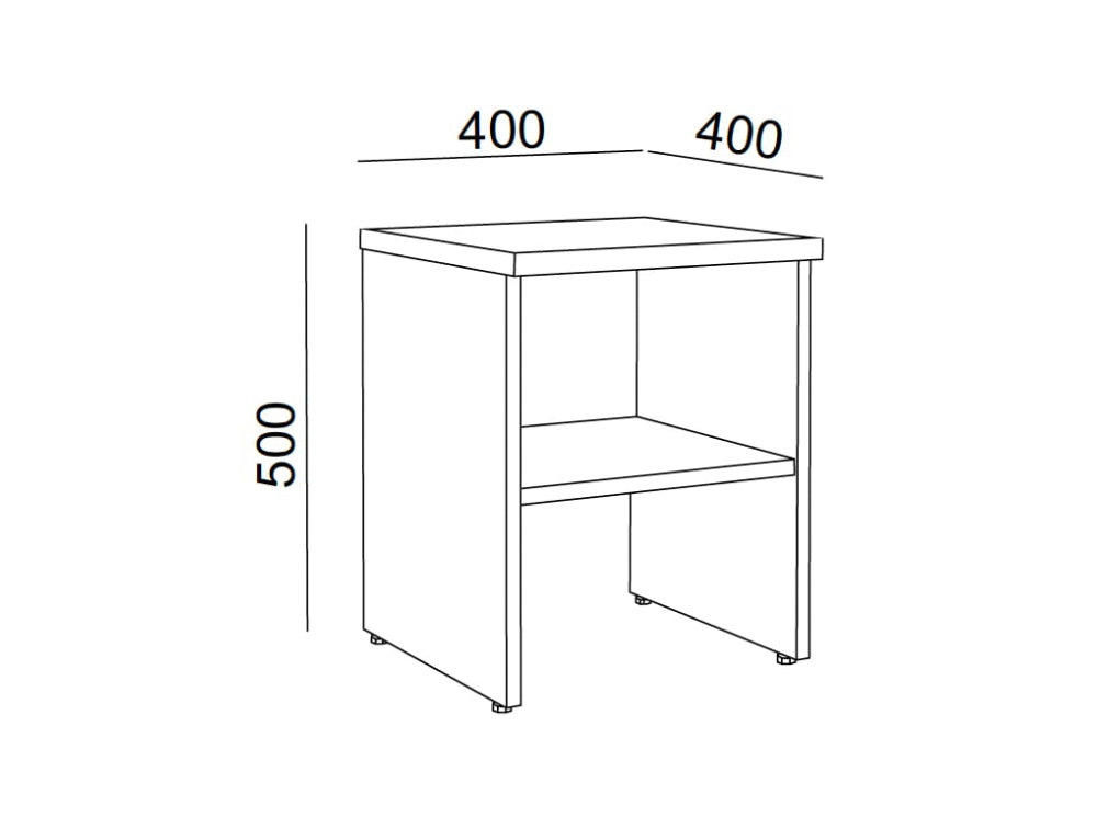 Hotel Luna Wooden Night Stand with Under Storage Unit Dimensions