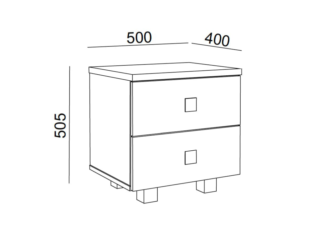 Hotel Nox Wooden 2 Drawer Night Stand Dimensions