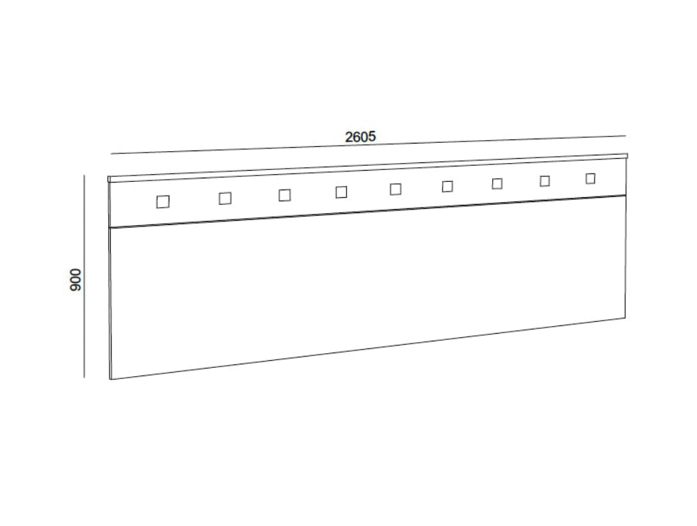 Hotel Nox Wooden Headrest with 9 Square Hooks Dimensions