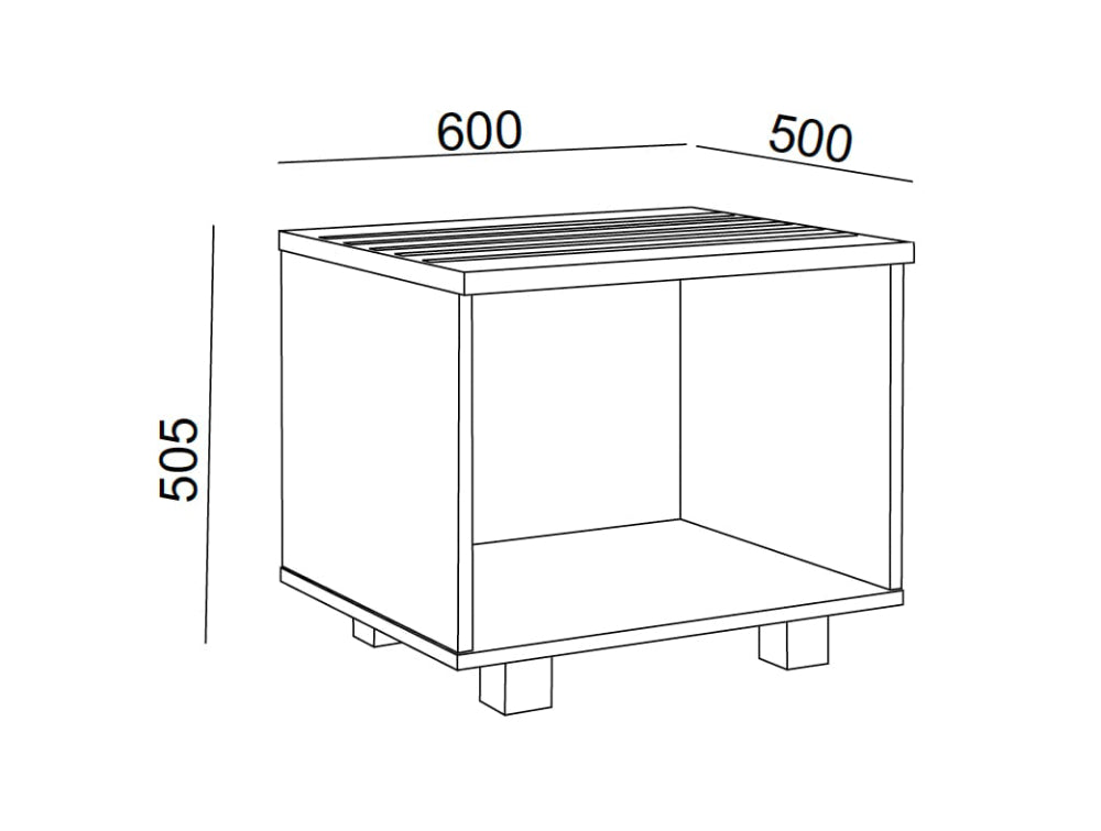 Hotel Nox Wooden Square Luggage Bench Dimensions