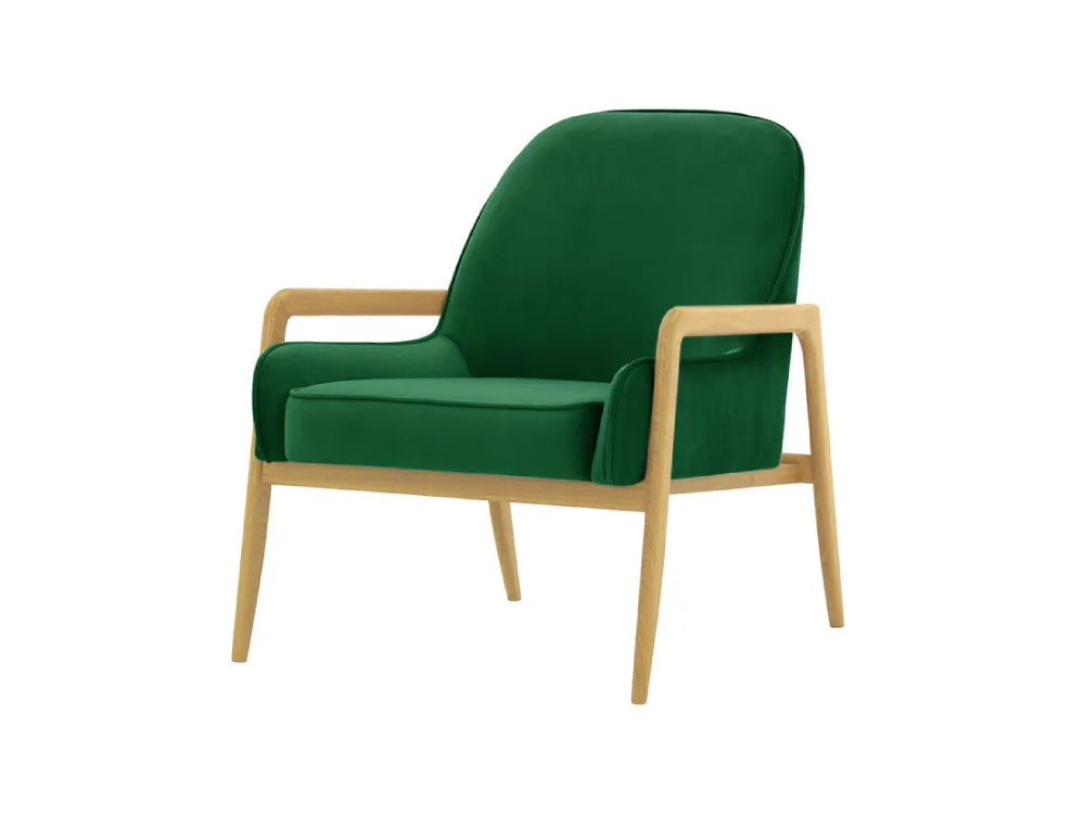 Hugo Armchair - Dark Green and Like Oak