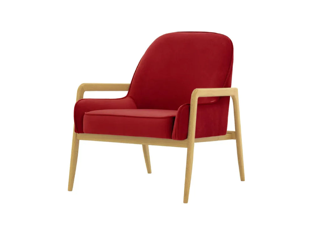 Hugo Armchair - Dark Red and Like Oak