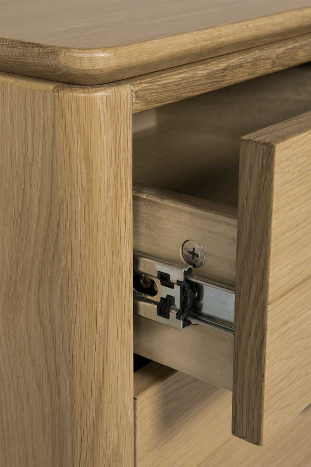 Hunter 2 Drawer Bedside Table Drawer Open Detail