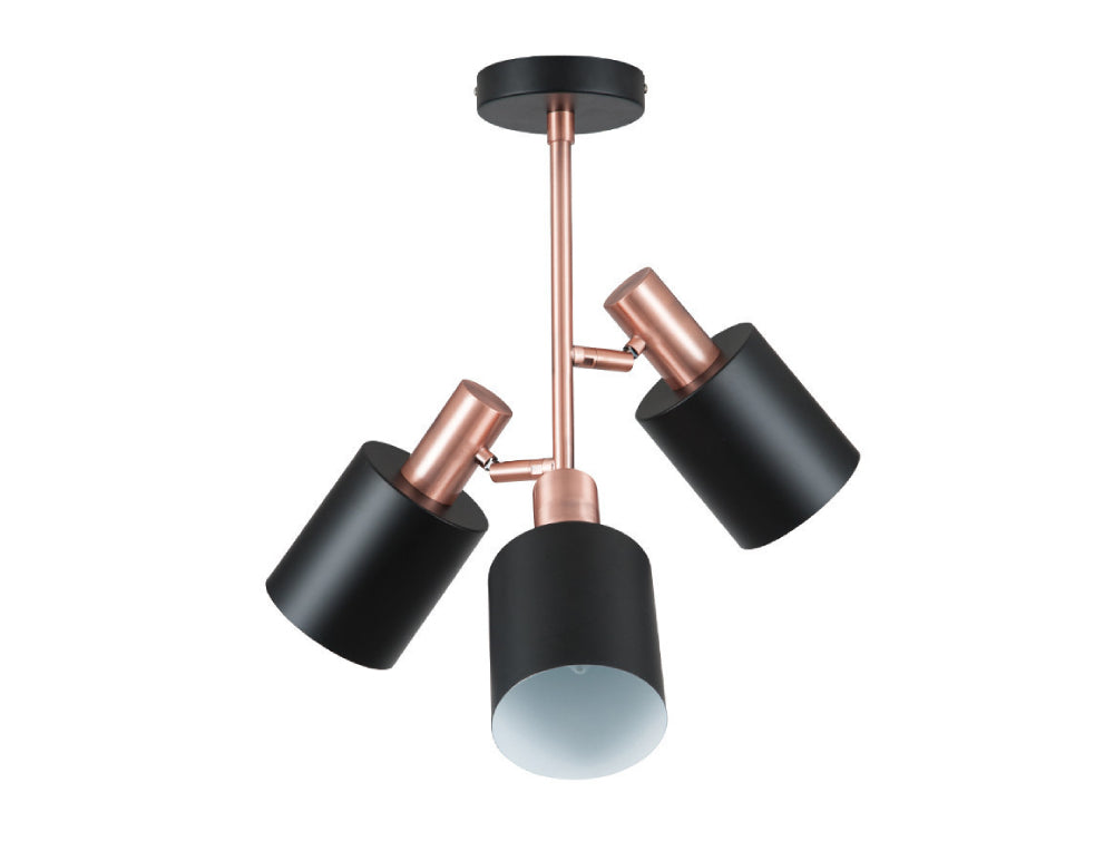 Indy 3 Bulbs Electrified Pendant Light Black and Antique Copper 3