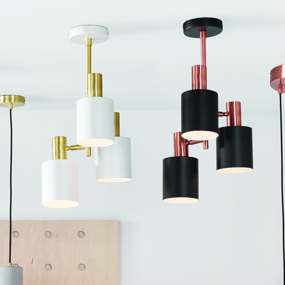 Indy 3 Bulbs Electrified Pendant Light Black and Antique Copper Attached in the Ceiling