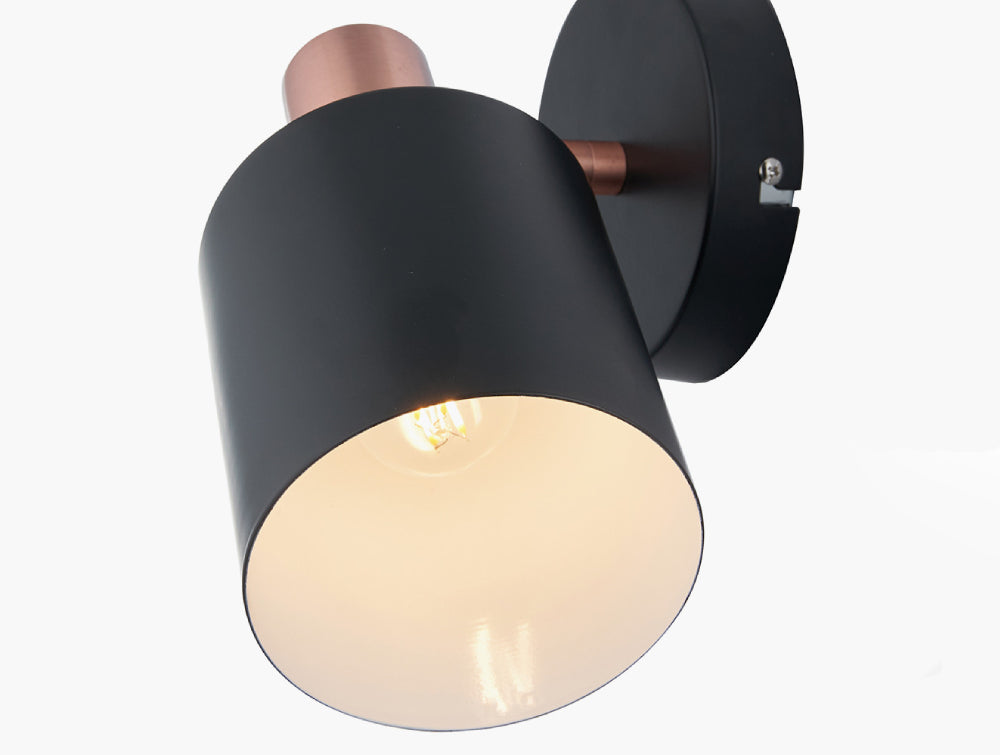 Indy Black and Antique Copper Retro Wall Light 5