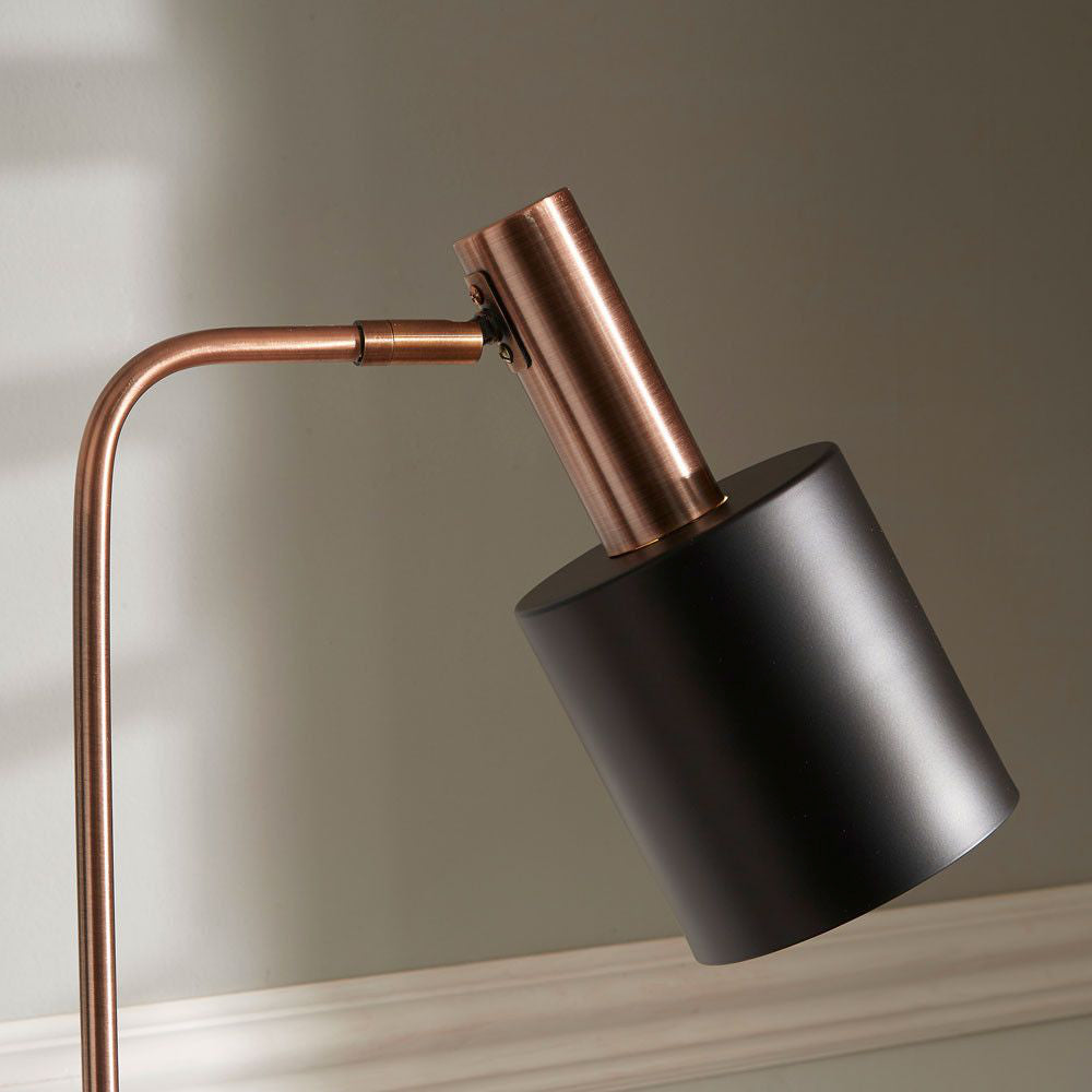 Indy Floor Lamp Black and Antique Copper Shade Detail 2