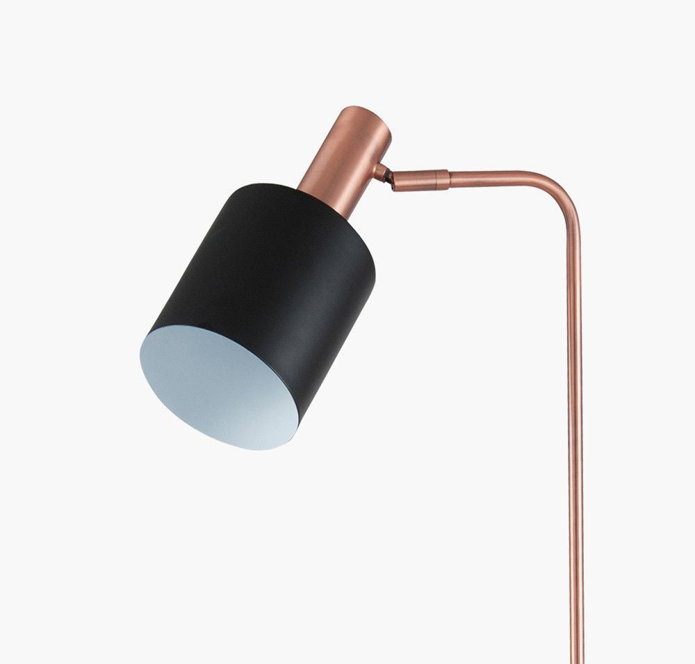 Indy Floor Lamp Black and Antique Copper Shade Detail