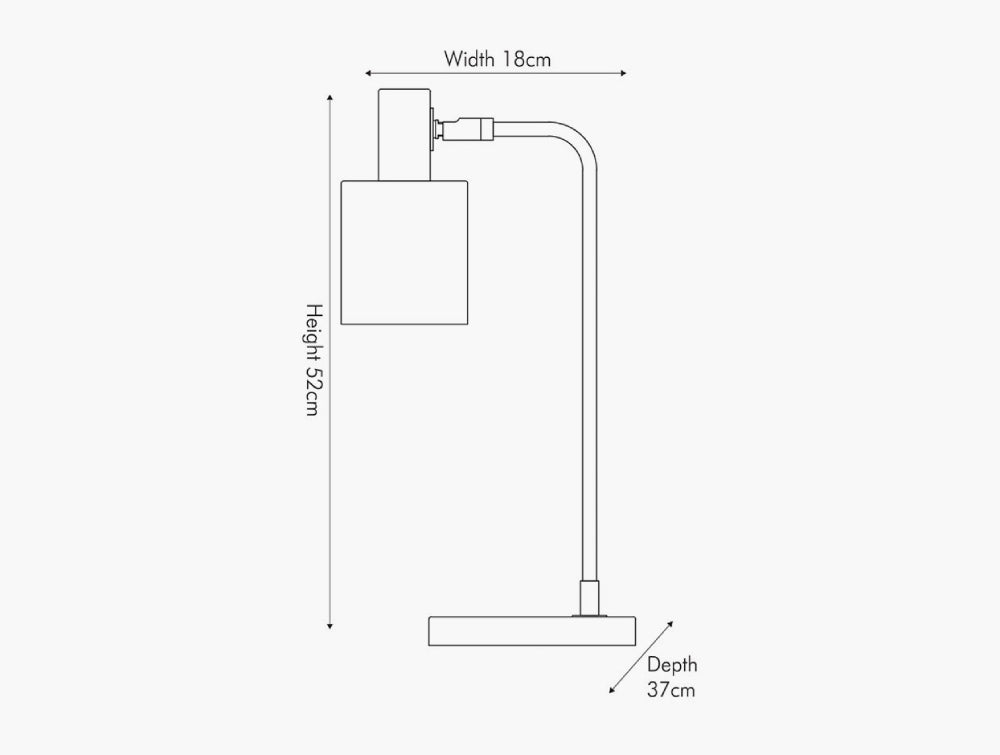 Indy Table Lamp Dimensions