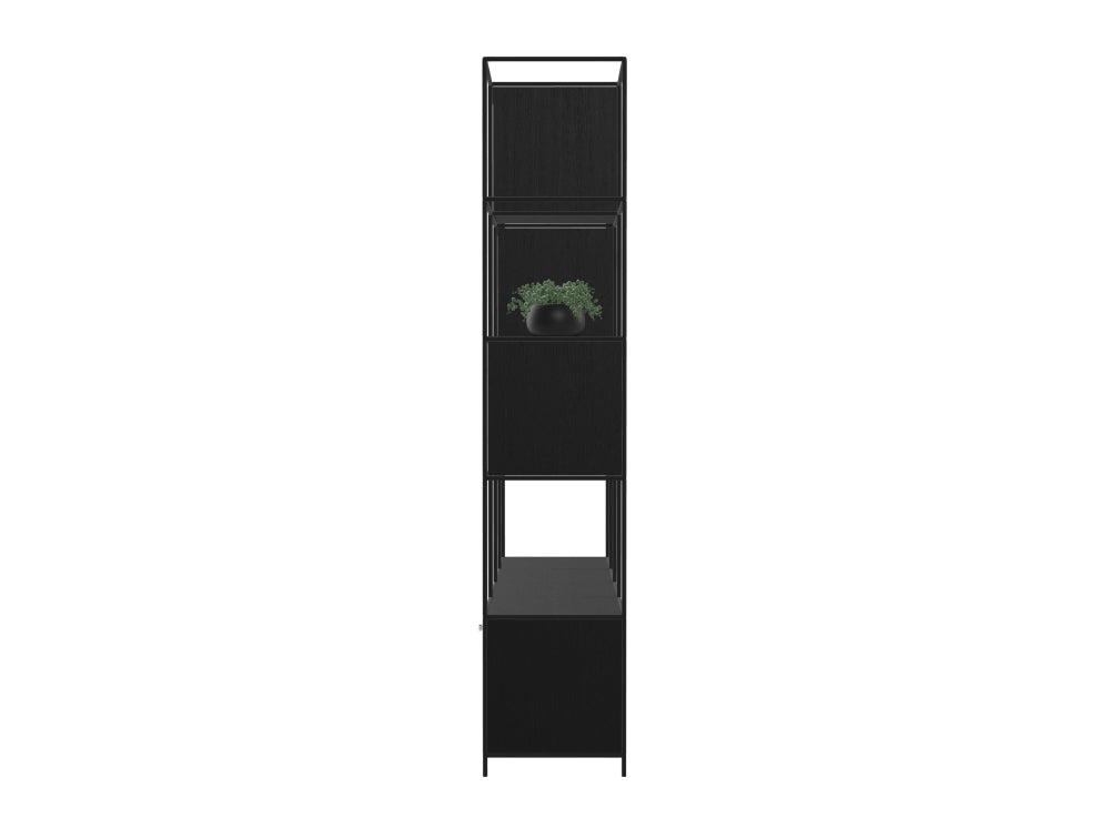 Ionic Grid Bookcase with Integrated Storage in Black 3
