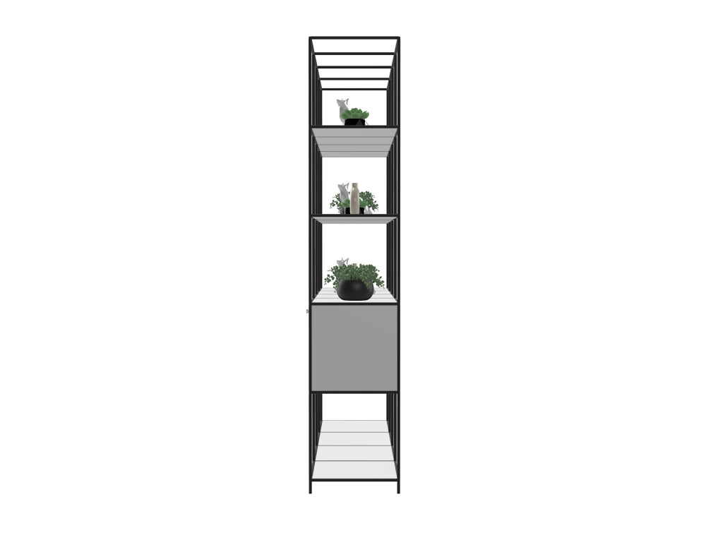Ionic Grid Bookcase with Integrated Storage in White 3