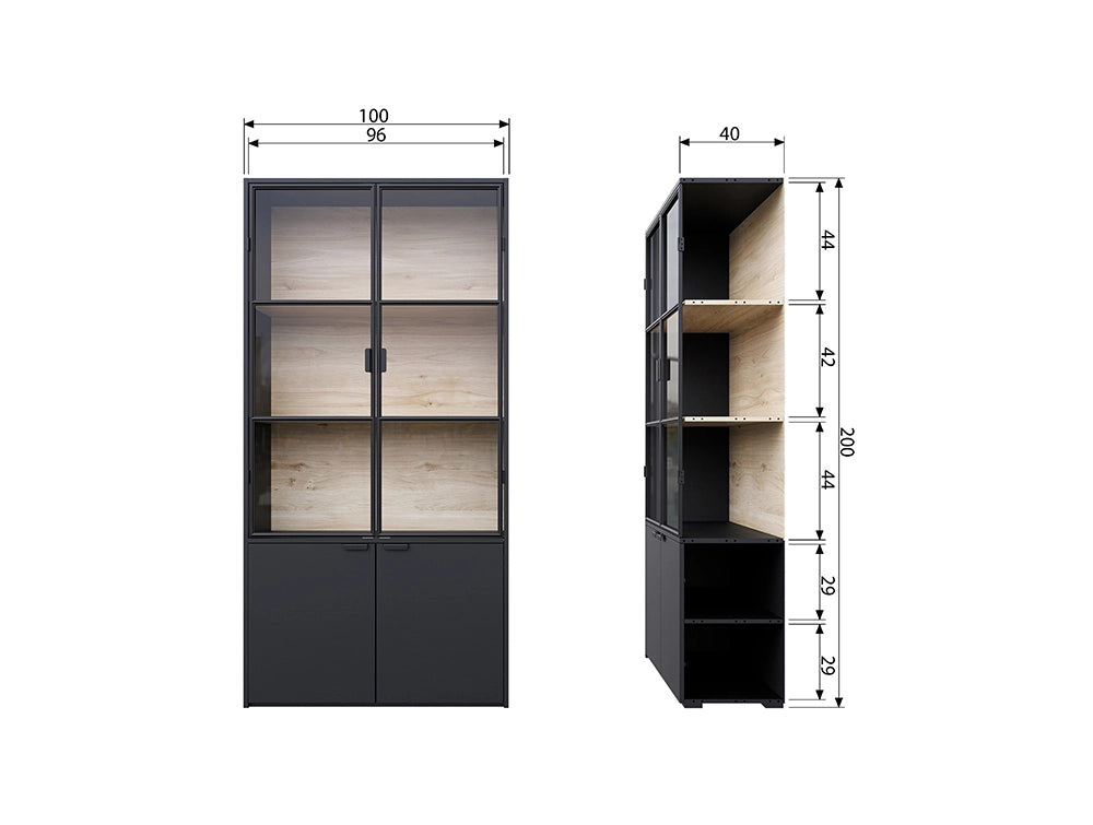 Ivan Display Cabinet - Black Dimensions
