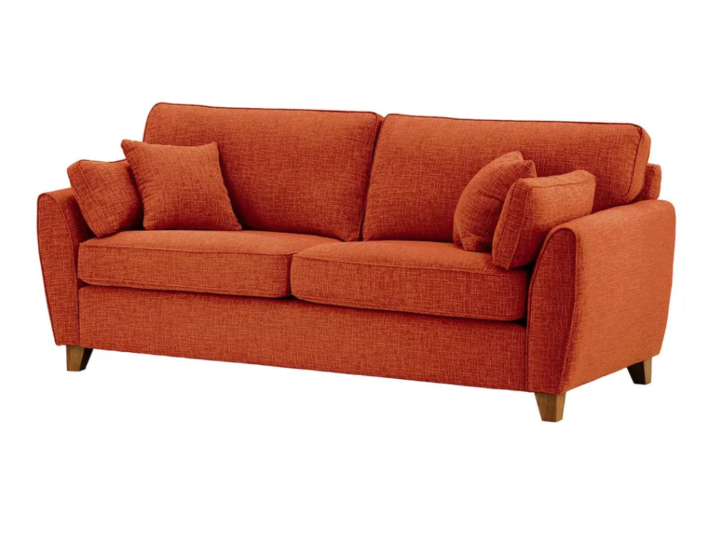 Jackson 3 Seater Sofa - Burnt Orange and Dark Oak