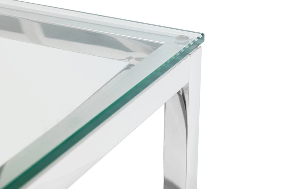 Jada Console Table Silver Top Corner Detail