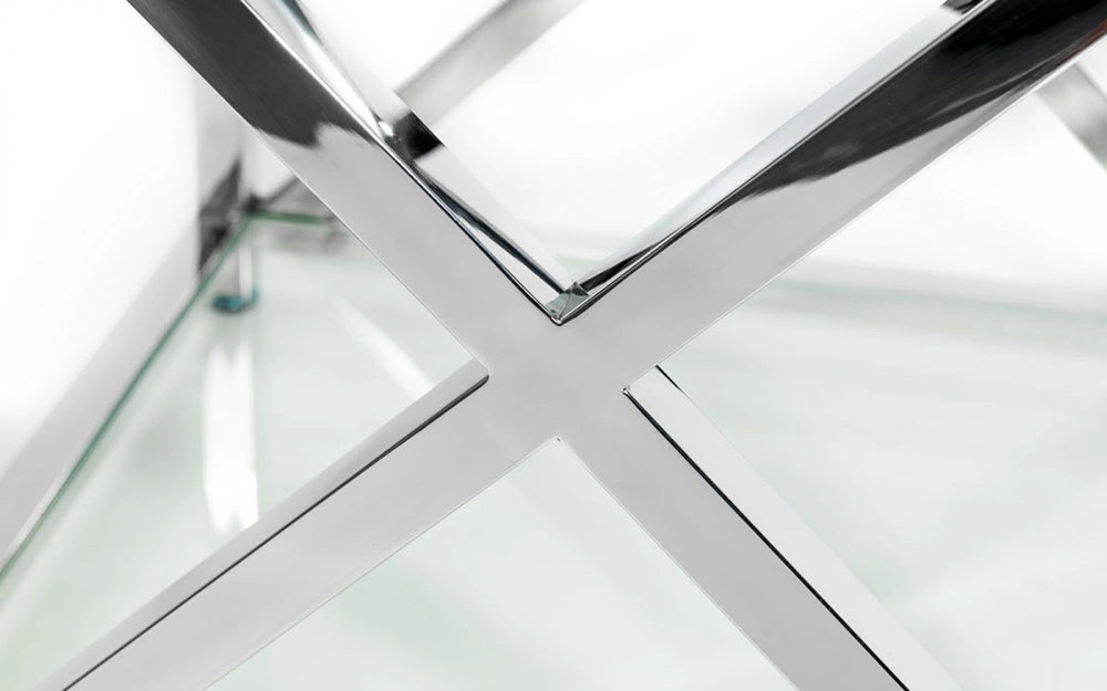 Jada Console Table Silver X Frame Detail